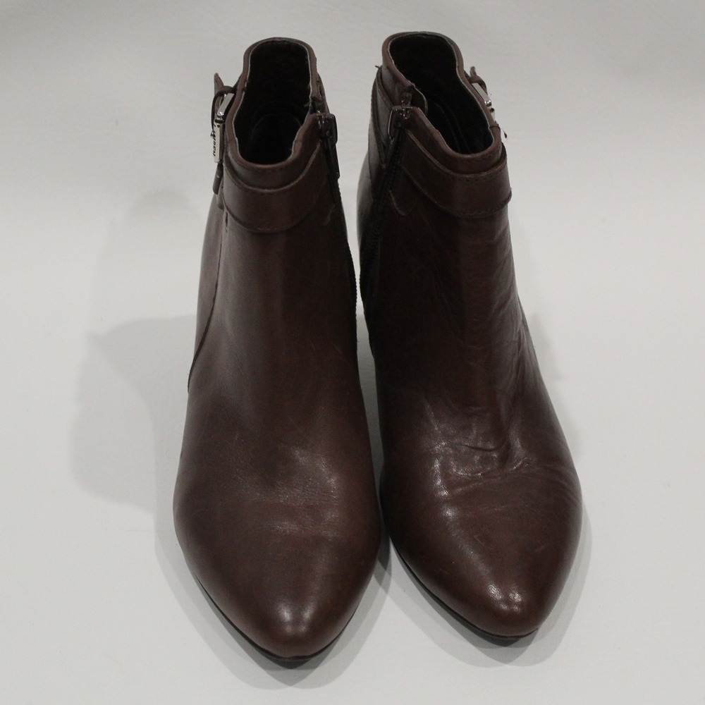 Lauren Ralph Lauren Brown Leather Ankle Booties - Picture 4 of 9